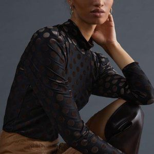 Anthropologie velvet polka dot top